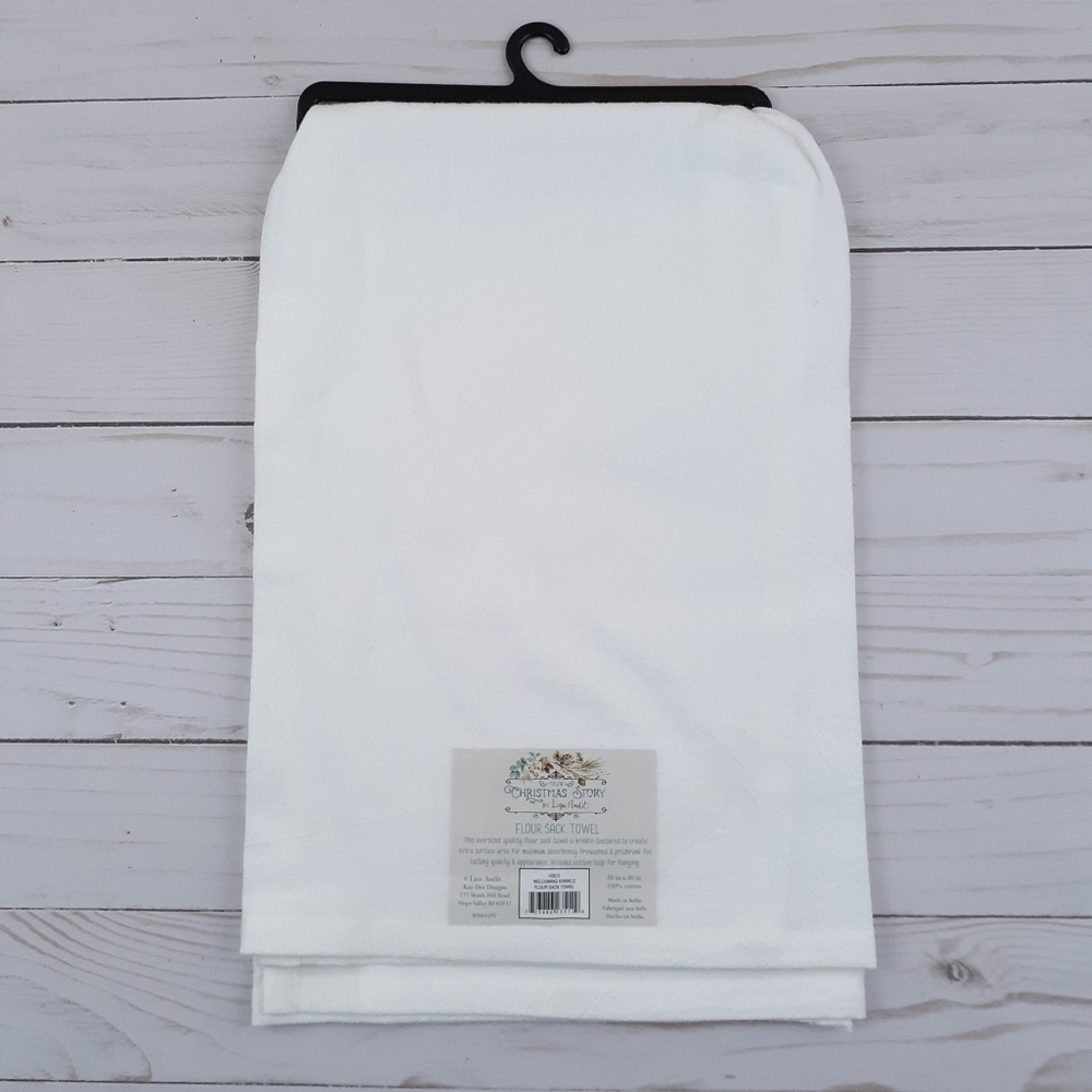 Kitchen Krinkle Flour Sack Towel Winter Wreath Time For Welcoming Family Home - Picture 2 of 2